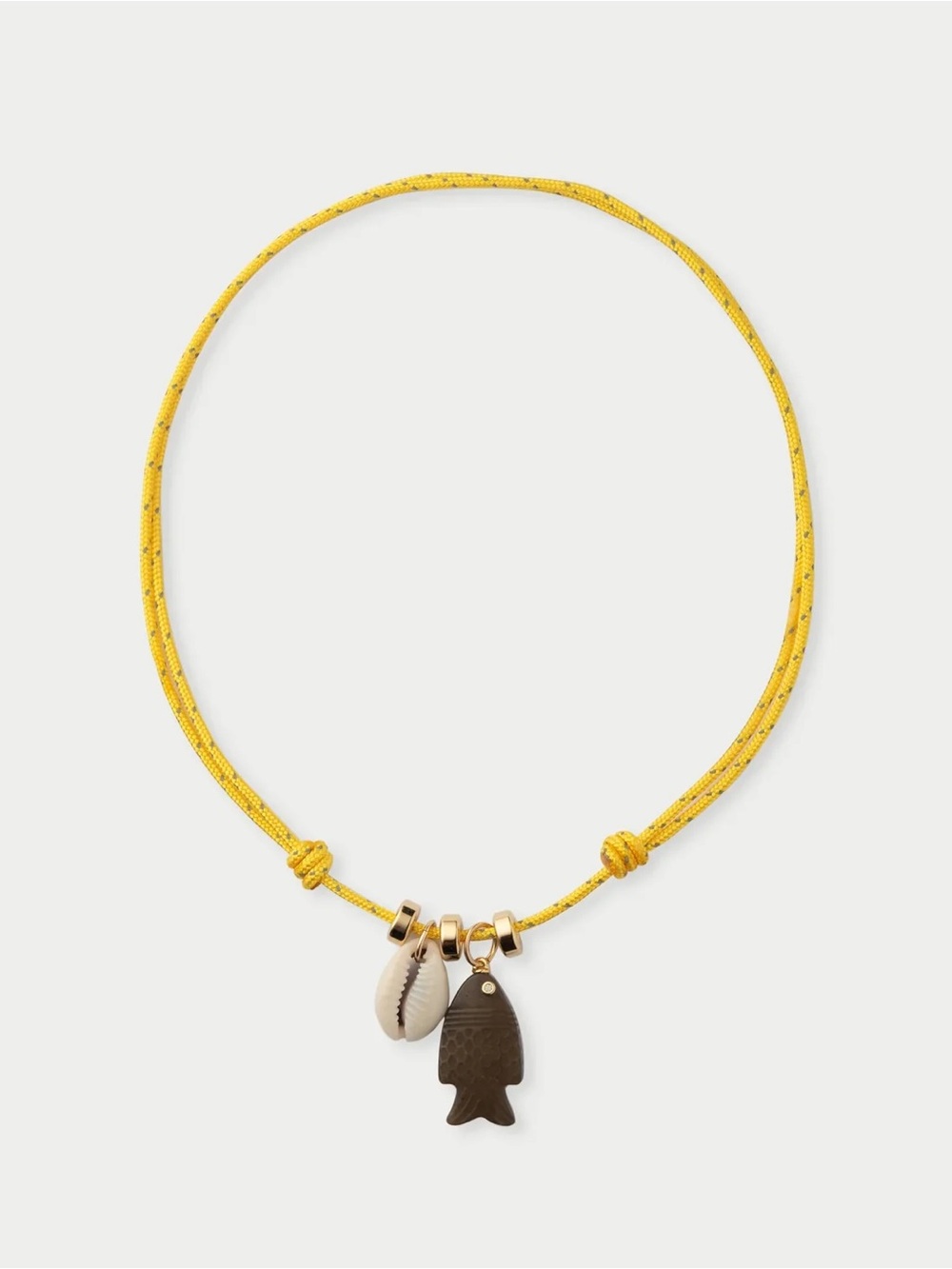 Eliou Bass Yellow Cord Necklace with Shell & Fish Charms